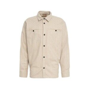 Rue De Tokyo Beige Striped Oversized Shirt Jacket With Functional Pockets - NWT